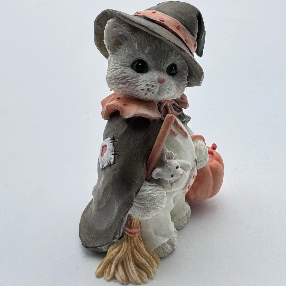 VTG Calico Kittens Bewitched With Friendship Priscilla H Halloween Witch Pumpkin